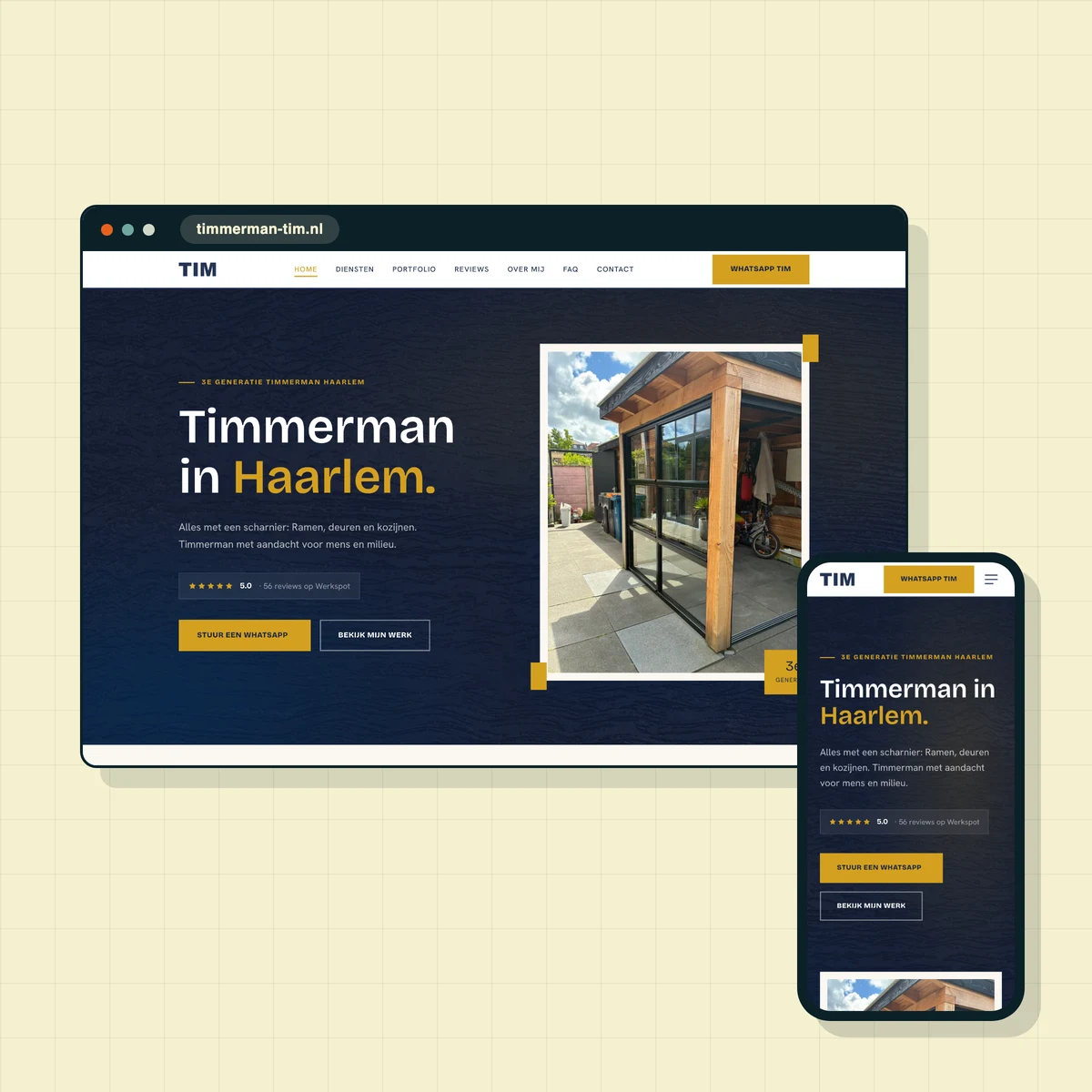 Website die ik maakte voor Timmerman Tim